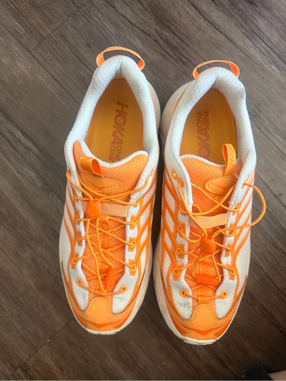 Hoka One One Orange and White Kids' Trail Sneakers